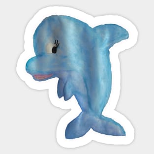 Cute watercolor blue dolphin Sticker